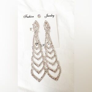 Rhine stone chandelier clip on earrings